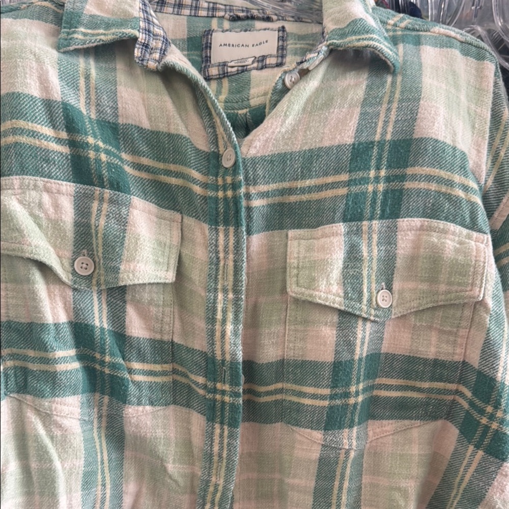 American Eagle Green Plaid Shirt